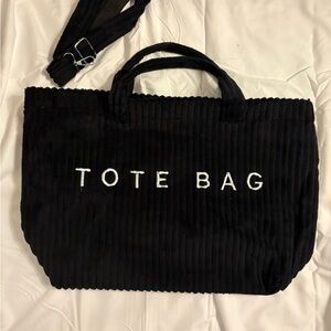 Black Fleece Corduroy Tote Bag NWT